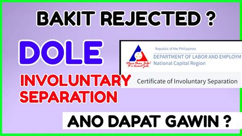 dole region 3 certificate of involuntary separation|How to Get DOLE Certification for the SSS .